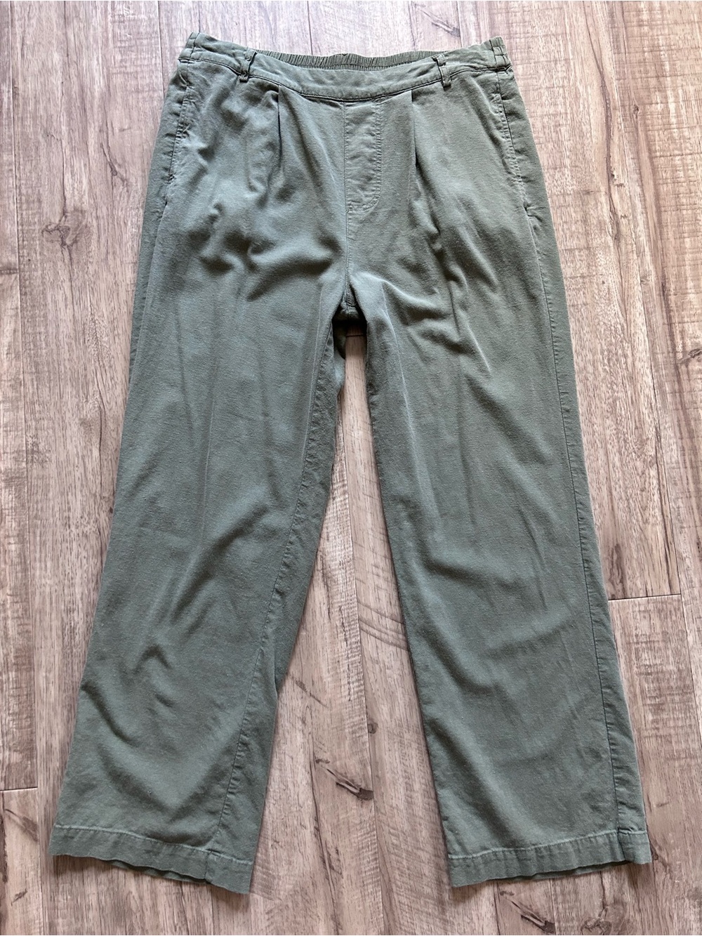 Blue Sky Olive Green linen blend casual lagenlook summer breathable comfort